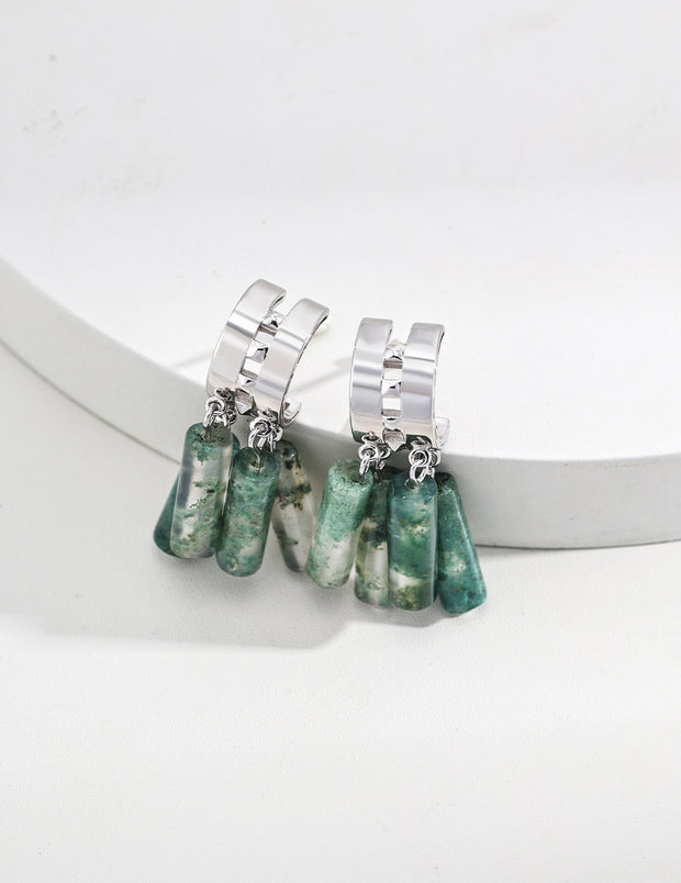 Blisseu 925 Silver Crystal Onyx Earrings