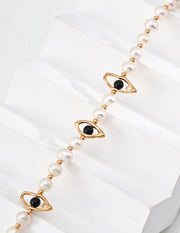 Blisseu Natural Pearl Onyx Necklace