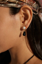 Blisseu Agate Drop Pearl Earrings