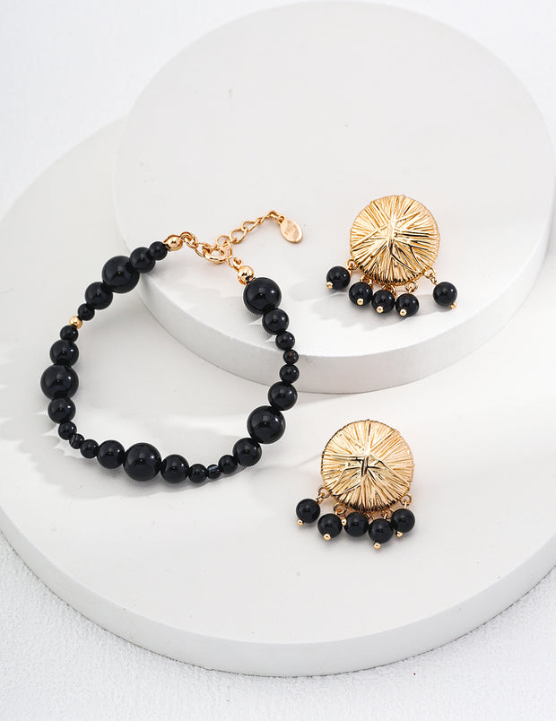 Blisseu Black Agate Gemstone Bracelet