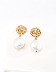 Blisseu Floral Pearl Earrings