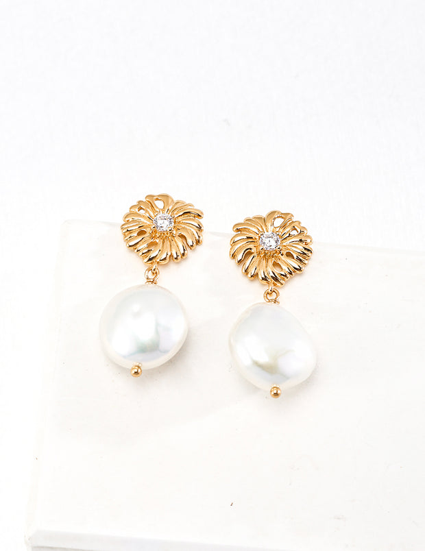 Blisseu Floral Pearl Earrings