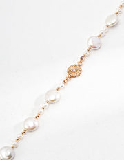 Blisseu Floral Silver Pearl Necklace