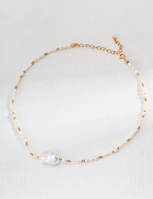 Blisseu Minimalist Baroque Natural Pearl Necklace