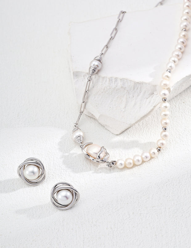 Blisseu S925 Silver Natural Pearl Necklace