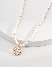 Blisseu S925 Silver Zircon Pearl Necklace