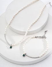 Blisseu Silver Zircon Pearl Necklace