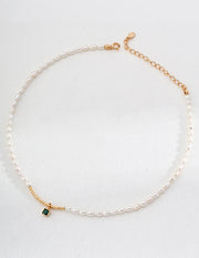 Blisseu Silver Zircon Pearl Necklace