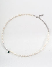 Blisseu Silver Zircon Pearl Necklace