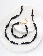 Blisseu Sterling Silver Black Agate necklace