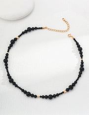 Blisseu Sterling Silver Black Agate necklace