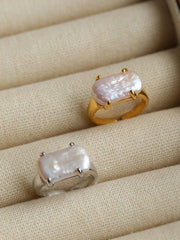 Blisseu Vintage Baroque Pearl Open Ring