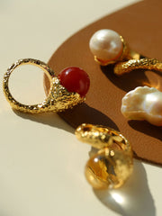 Blisseu Vintage Floral Orb Gemstone Rings