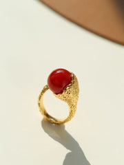 Blisseu Vintage Floral Orb Gemstone Rings