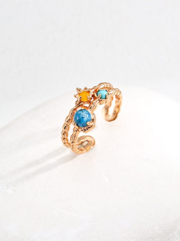 Blisseu Retro Turquoise Topaz Ring