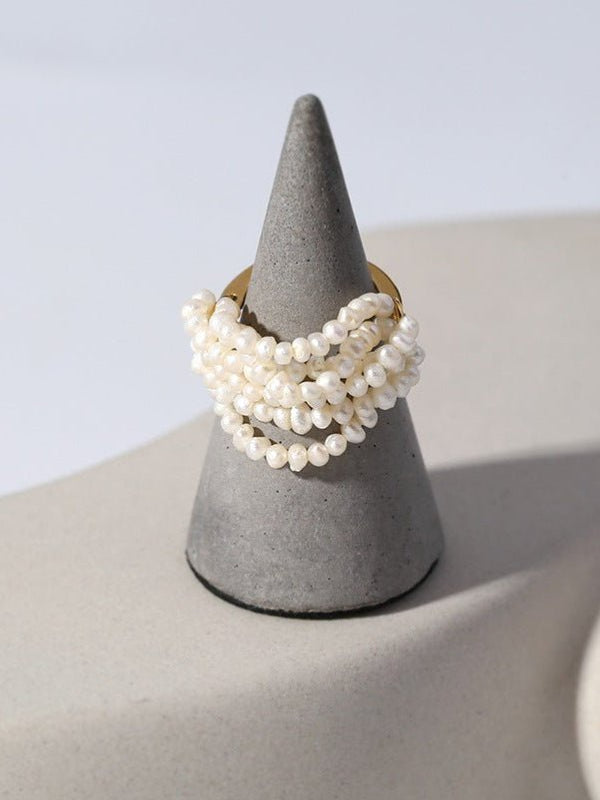 Blisseu Woven Multi-Layer Pearl Ring