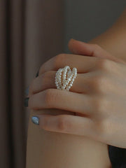 Blisseu Woven Multi-Layer Pearl Ring