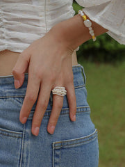 Blisseu Woven Multi-Layer Pearl Ring