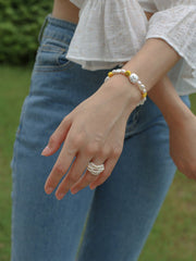 Blisseu Woven Multi-Layer Pearl Ring