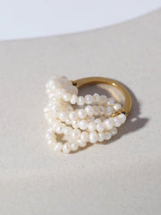 Blisseu Woven Multi-Layer Pearl Ring