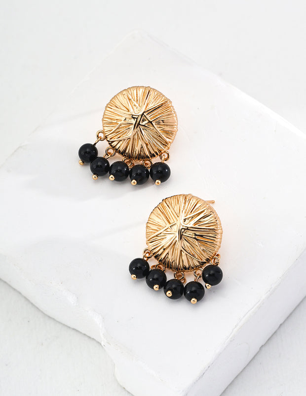 Blisseu Black Onyx Beads Earrings