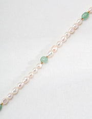 Blisseu Natural Pearl Jade Beaded Necklace