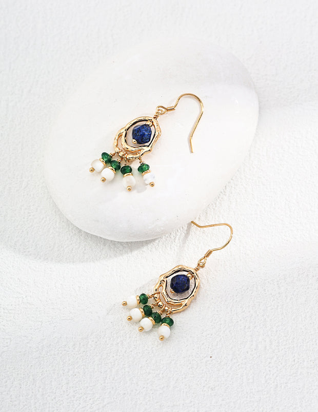 Blisseu Silver Vintage Emerald Earrings