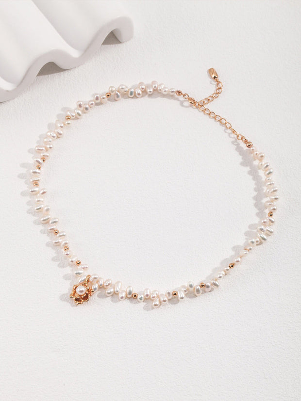 Blisseu Vintage Camellia Natural Pearl Necklace