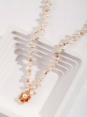 Blisseu Vintage Camellia Natural Pearl Necklace